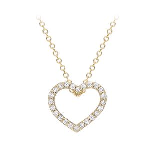 Preview image of 9CT YELLOW GOLD CZ 12.4MM X 10.7MM HEART-OUTLINE ADJUSTABLE NECKLACE