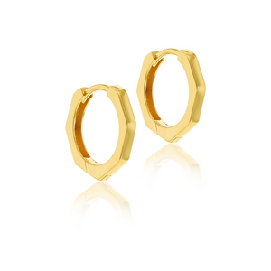 Preview image of 9CT YELLOW GOLD HEXAGON HOOP EARRINGS