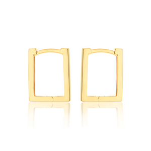 Preview image of 9CT YELLOW GOLD RECTANGULAR HOOP EARRINGS