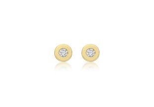 9ct Gold 4mm Rub Over Cubic Zirconia Stud Earrings