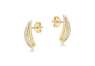 9ct Gold 3-Band Cubic Zirconia Set Stud Earrings