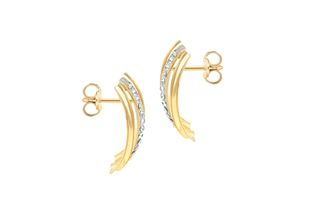 9ct Gold 3-Band Cubic Zirconia Set Stud Earrings