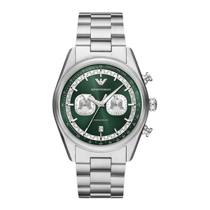 Preview image of Emporio Armani Racer 42mm Green Steel Quartz Chronograph Bracelet Watch