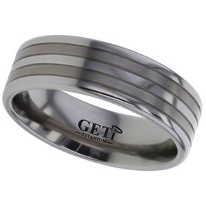 Preview image of Titanium 7mm satin stripes Gents Wedding Ring 