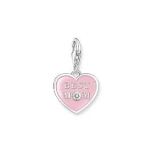 Preview image of Thomas Sabo Pink Enamel 'Best Mum' Heart Silver Charm