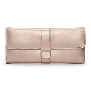 Preview image of WOLF Palermo Rose Gold Leather Jewellery Roll