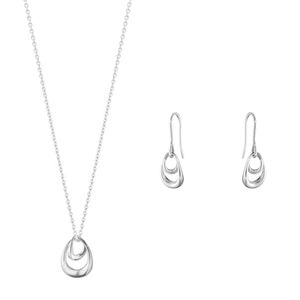 Preview image of Georg Jensen Offspring Sterling Silver Double Loop Small Pendant & Drop Earrings Gift Set 