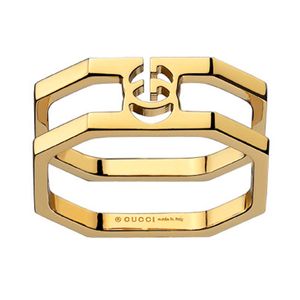 Preview image of Gucci 18ct Yellow Gold Running G Double Layer Ring Size 12