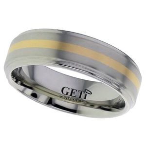 Preview image of Titanium & Rose Gold 5mm Gents Wedding Ring