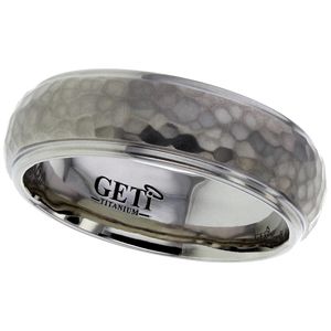 Preview image of Titanium 7mm Hammered Gents Wedding Ring 