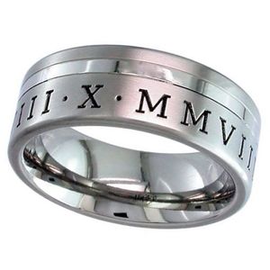 Preview image of Titanium 7mm Roman Numeral Gents Wedding Ring 