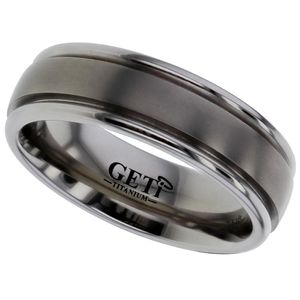 Preview image of Titanium 6mm Shallow Dome profile edges Rails Gents Wedding Ring
