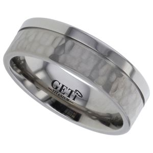 Preview image of Titanium 6mm Flat Profile Off Centre Groove Gents Wedding Ring