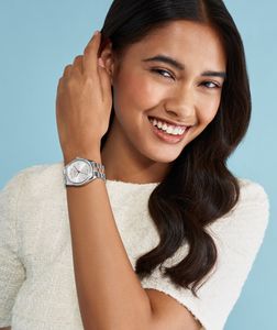 Olivia Burton Sports Luxe 34mm Crystal Silver Quartz Two Tone Bracelet Watch