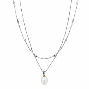 Clogau Welsh Beachcomber Pearl Silver Layer Necklace 