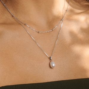 Clogau Welsh Beachcomber Pearl Silver Layer Necklace 
