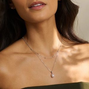 Clogau Welsh Beachcomber Pearl Silver Layer Necklace 