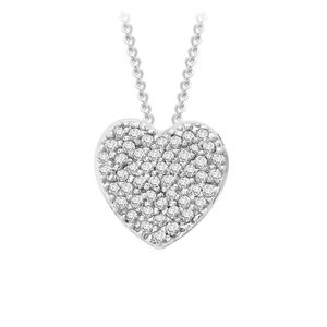 Preview image of 9ct White Gold 0.15ct Pave Set Diamond Heart Slider Necklace