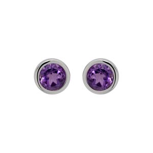 Preview image of Unique Round Sterling Silver Amethyst Earrings 