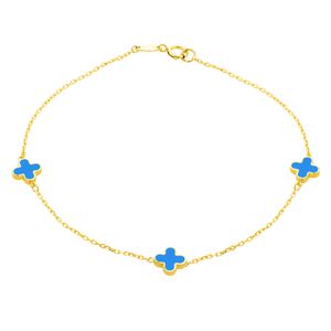 Preview image of 9ct Gold 19cm Turquoise Clover Petals Bracelet 