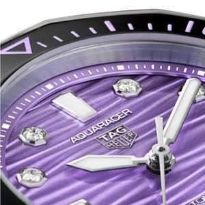 Preview image of TAG Heuer Aquaracer Professional 300 Date 36mm Diamond Dot Purple Steel Automatic Watch