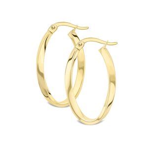 Preview image of 9ct Yellow Gold Oval Twist Creole Hoop Earrings