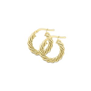Preview image of 9ct Yellow Gold Twisted Small Creole Hoop Earrings