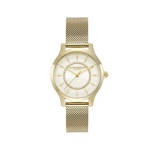 Preview image of Olivia Burton Classic 30mm Wonderlust Ivory & Gold Mesh Quartz Watch 