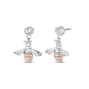 Preview image of Clogau Nature's Wonder Silver Honey Bee White Topaz Drop Earrings