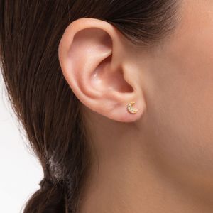 Thomas Sabo Yellow Gold Stone Set Moon Ear Studs