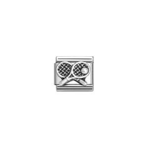 Nomination Composable Classic Link Tennis Rackets In Sterling Silver