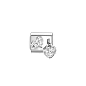 Nomination Composable Classic Stone Set Hearts In Sterling Silver 