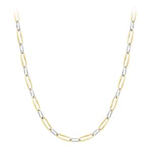 Preview image of 9ct Yellow Gold & White Gold Elongated Paperlink 18" Chain