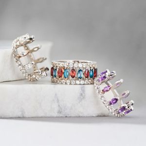 Clogau Celebration Crown Silver London Blue Topaz & White Topaz Ring