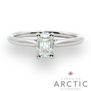 Preview image of Platinum 0.51ct Canadian Arctic Emerald Cut Diamond 4 Claw Solitaire 