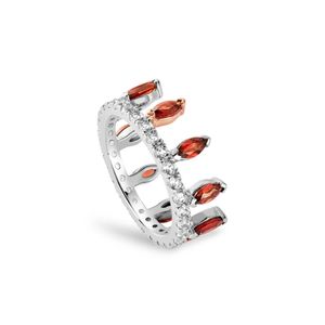 Preview image of Clogau Celebration Crown Silver Garnet & White Topaz Ring