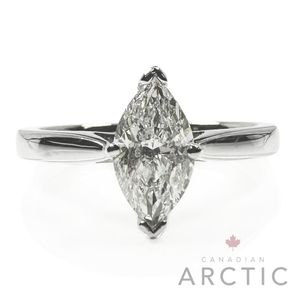 Preview image of Platinum 0.99ct Canadian Arctic Marquise Cut Diamond 4 Claw Solitaire