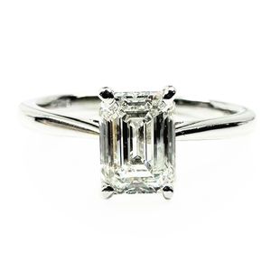 Preview image of Platinum 1.01ct Emerald Cut Diamond 4 Claw Set Solitaire
