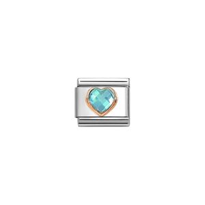 Preview image of Nomination Composable Classic Link Heart with Light Blue CZ In Rose Gold 