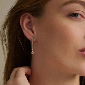 Clogau Celebration Sterling Silver Drop Chain Topaz Earrings 