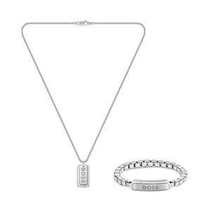Preview image of BOSS Devon Dog Tag Chain Necklace & Bracelet Gift Set