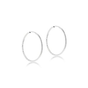Preview image of 9ct White Gold Diamond Cut Faceted 30mm Sleepers