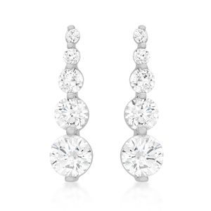 9CT WHITE GOLD CZ 5MM X 18MM DROP EARRINGS