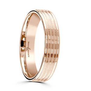 Preview image of 9ct Rose Gold 6mm Lined Gents Wedding Ring