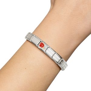 Nomination Composable Classic Stone Set Red Rose In Sterling Silver