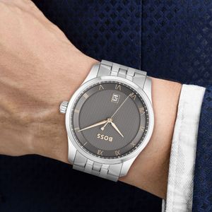 Preview image of BOSS Principle 41mm Grey Steel Mesh Quartz Bracelet Watch