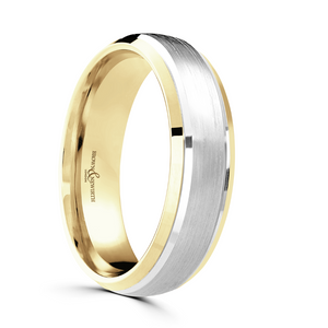 Preview image of 9ct Yellow & White Gold 6mm Classic Court Gents Wedding Ring