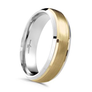 Preview image of 9ct Yellow Gold & Palladium Brushed and Polished 6mm Domed Gents Wedding Ring
