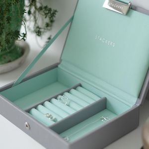 Stackers Dove Grey & Mint Mini Jewellery Box Lid