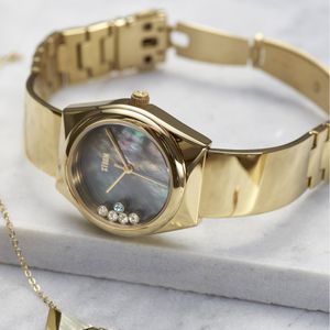 Preview image of Storm Zinara Gold Plated Black Mother Of Pearl Bracelet Watch 